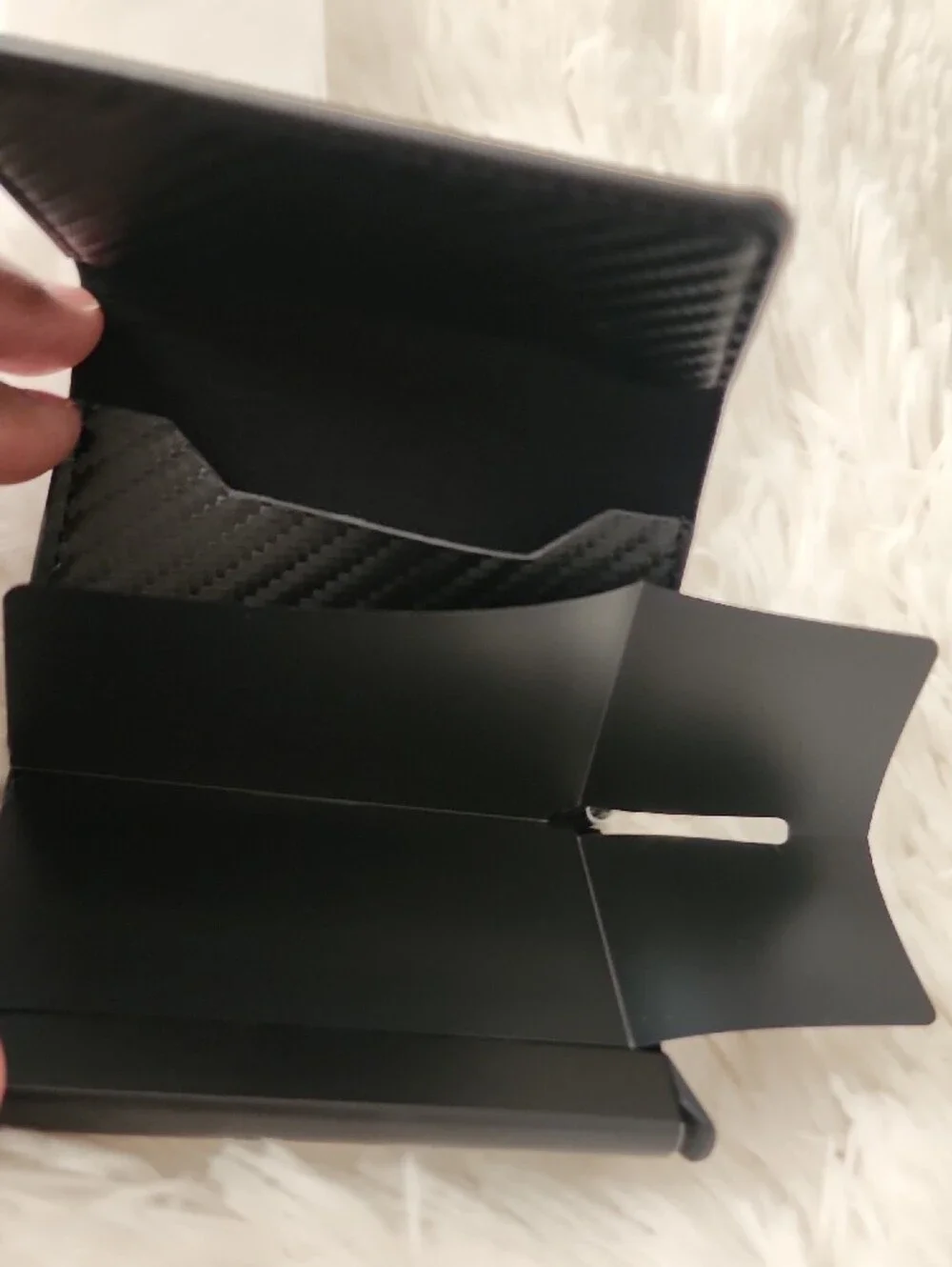 New Mens Black Carbon-Texture RDIF Card Holder Wallet